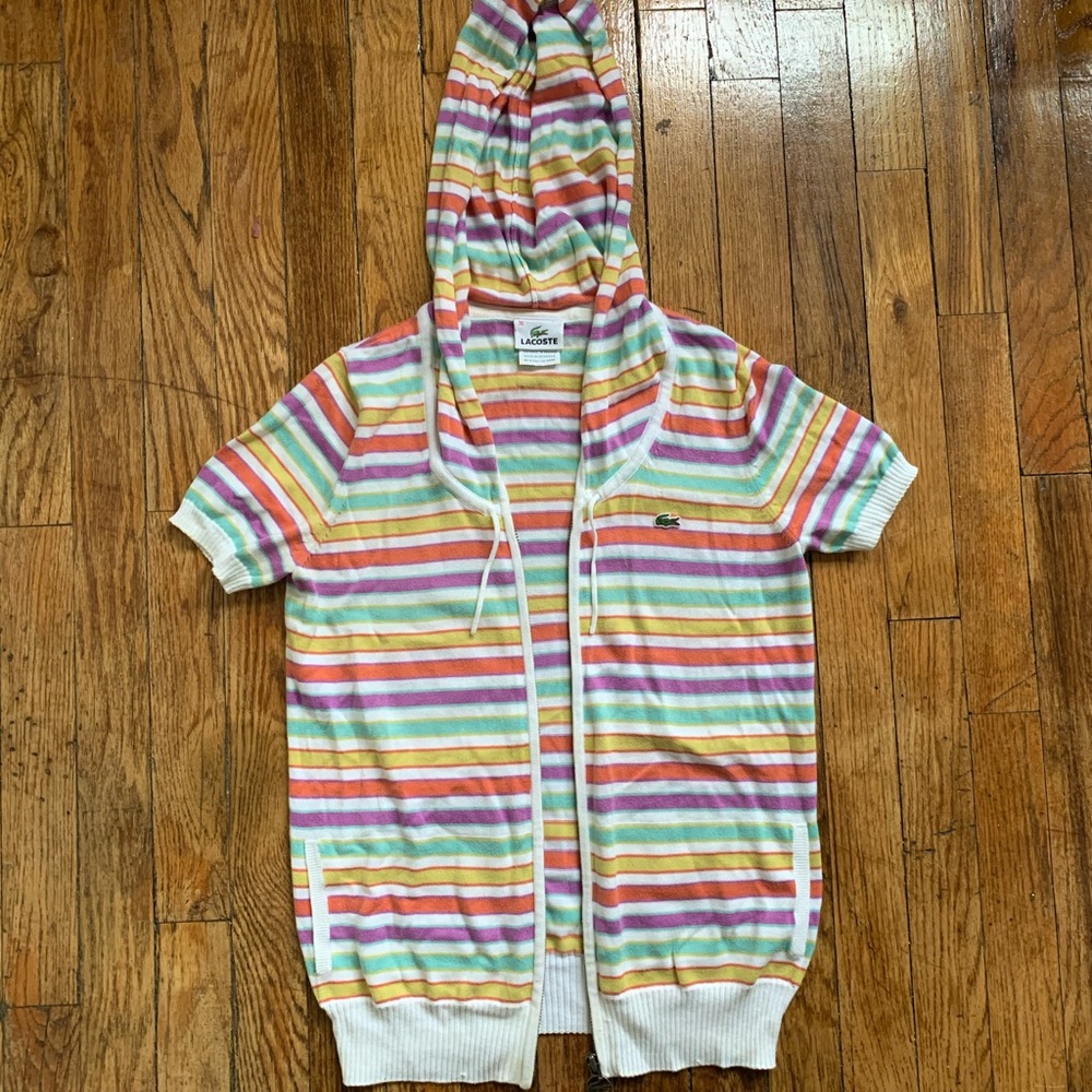 Lacoste | short sleeve striped hoodie